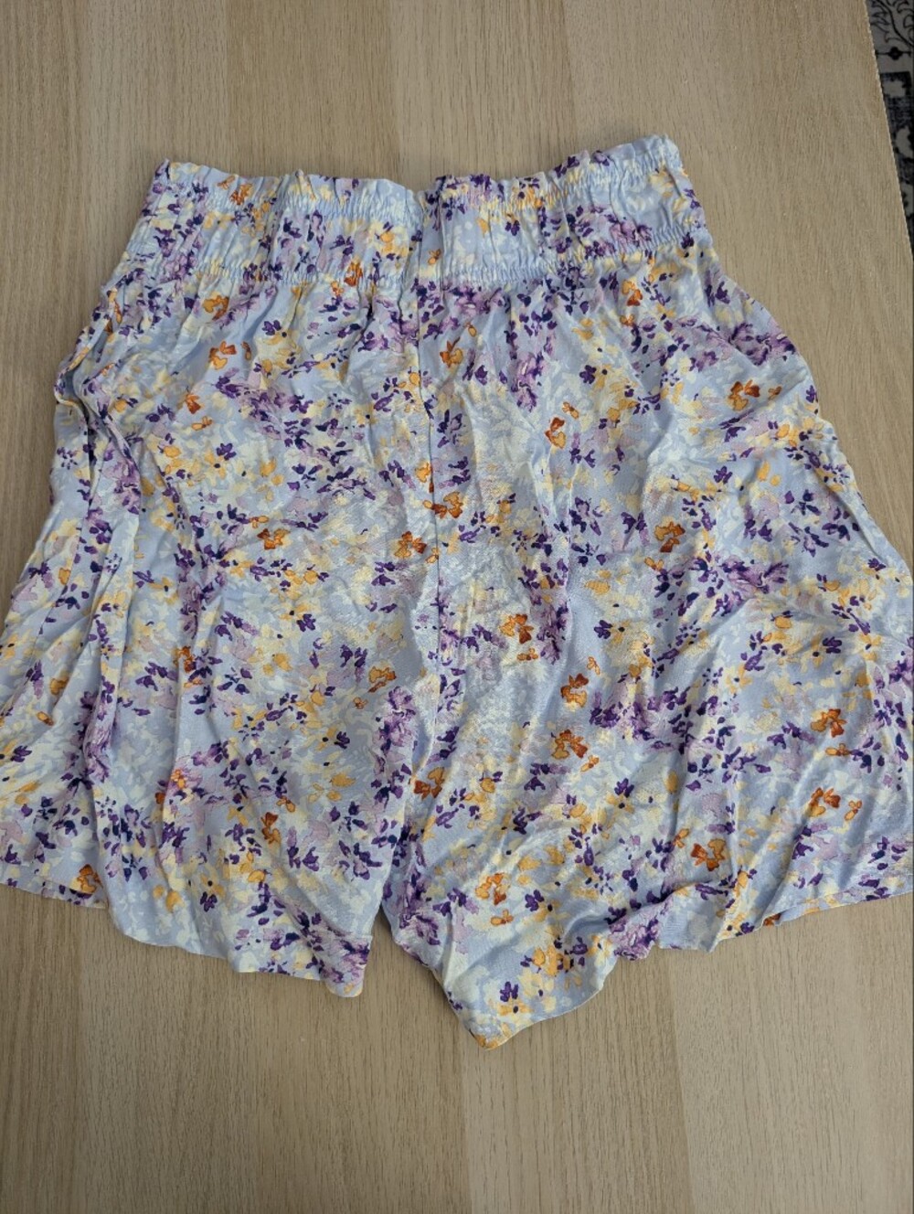 H&M Light Blue Floral Women’s Shorts with Purple and Yellow Flowers